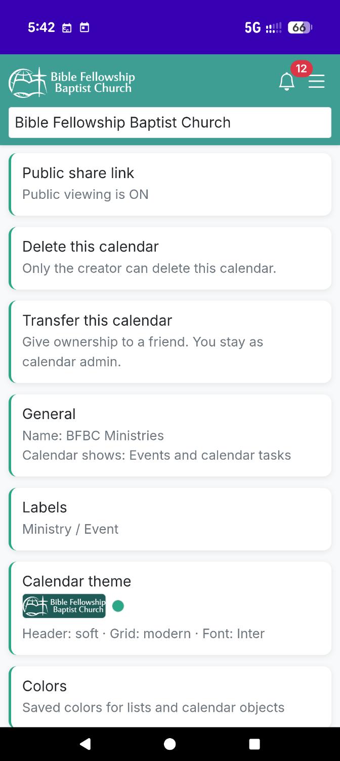 Calendar Customization