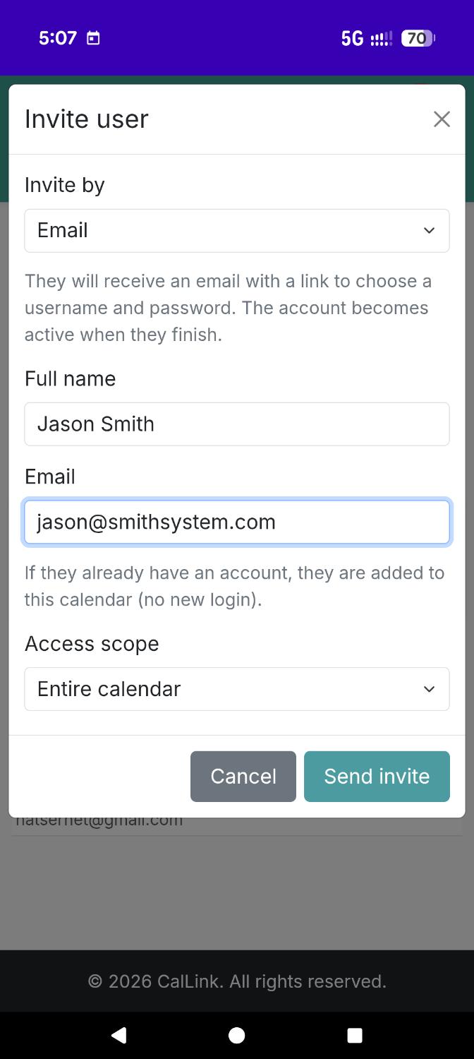 Invite friends to your calendar